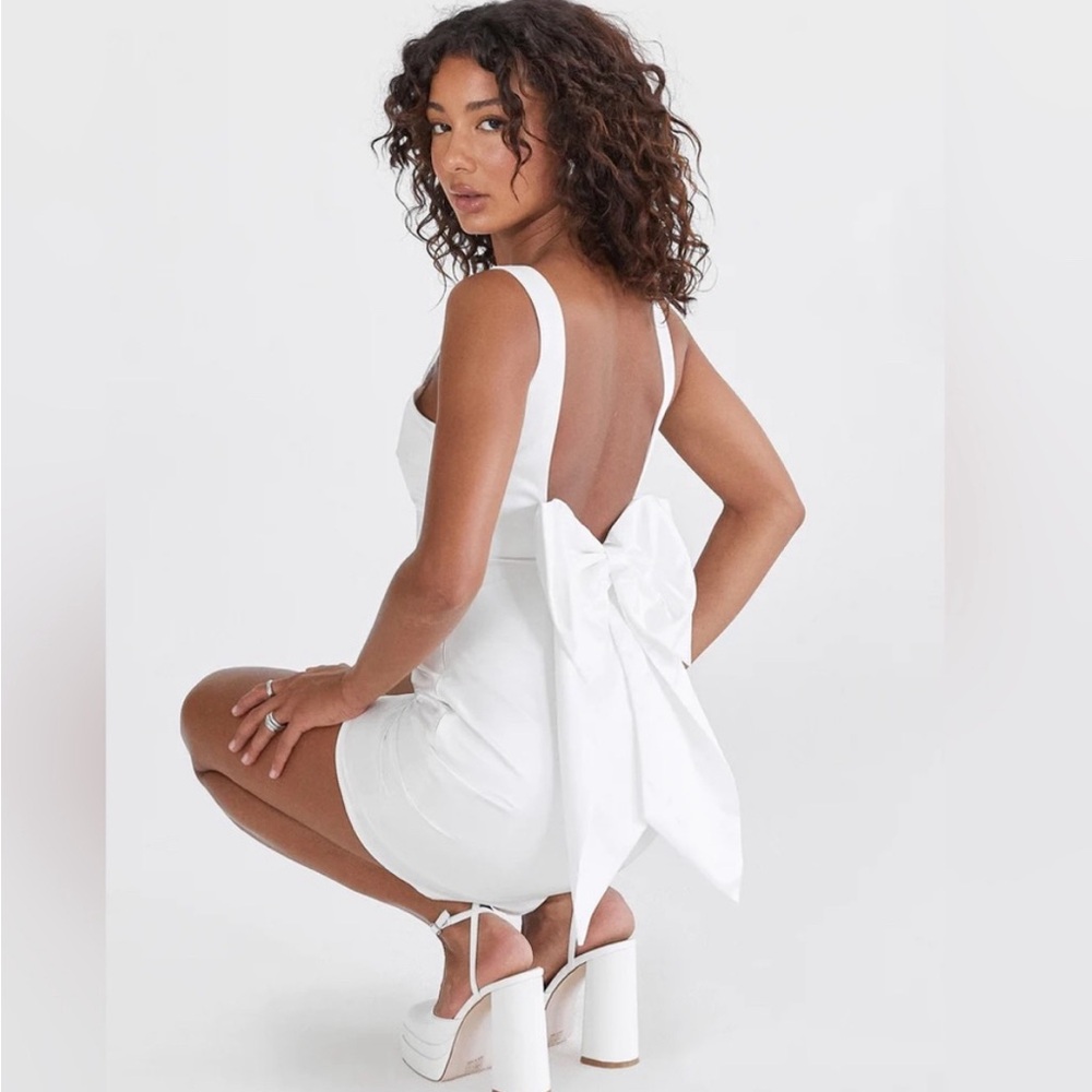 Princess Polly Satin Dress With Low Back and Bow